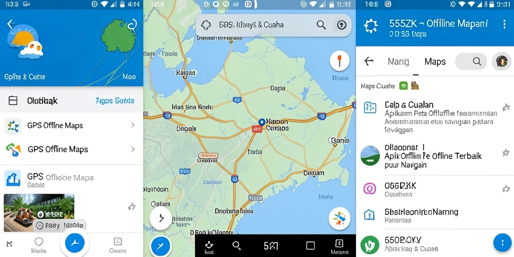Tampilan antarmuka 555ZK yang memudahkan navigasi peta offline.