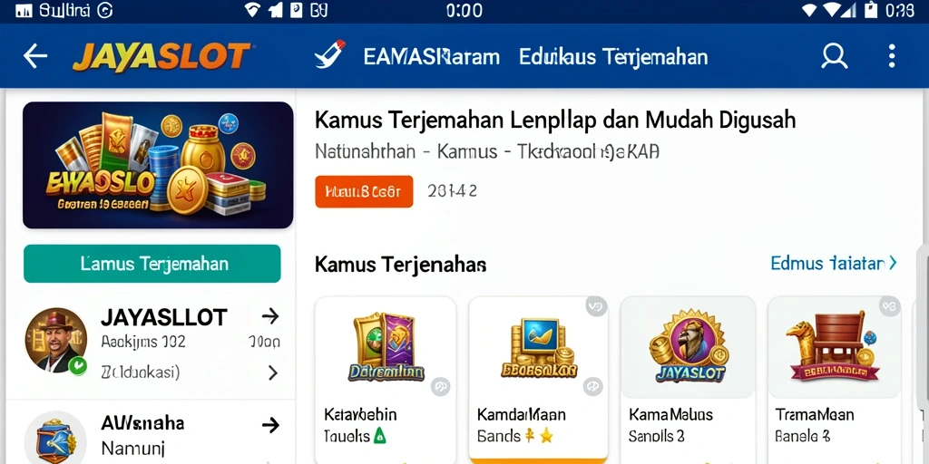 Antarmuka JAYASLOT yang sederhana dan mudah digunakan untuk Kamus Terjemahan.