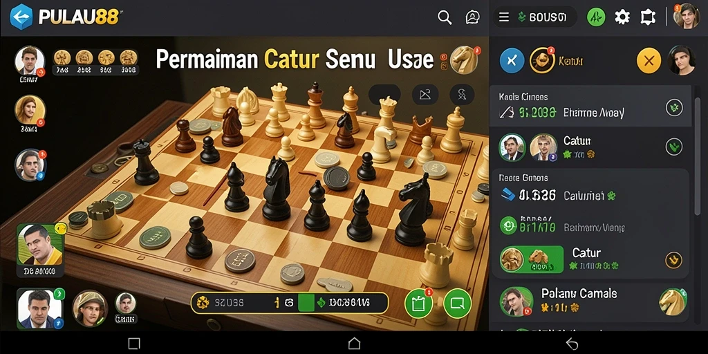 Antarmuka PULAU88 yang menarik dengan papan catur interaktif.