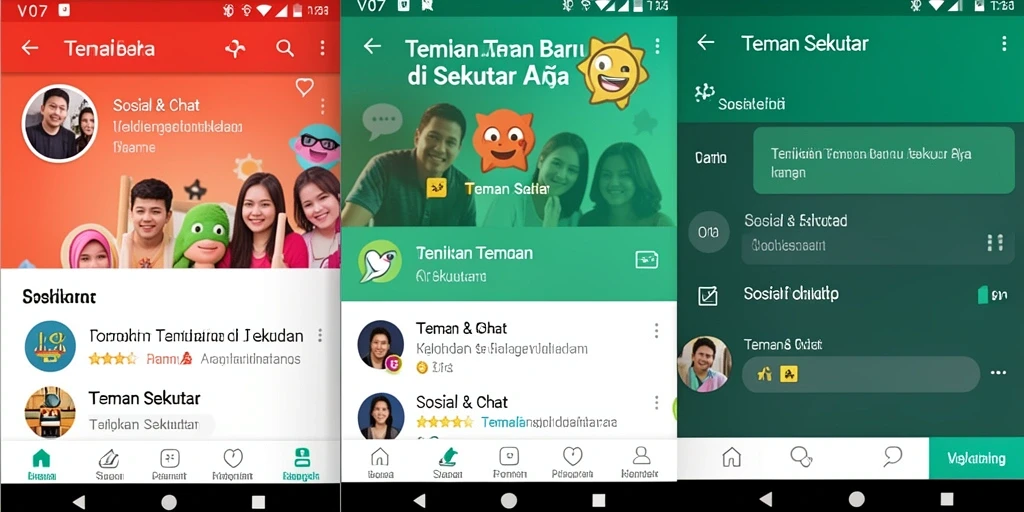 Antarmuka V07 yang sederhana dan menarik untuk mencari teman baru.