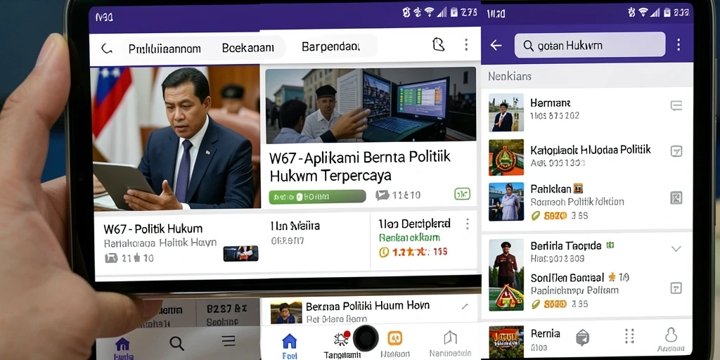 Tampilan antarmuka aplikasi W67 yang modern dan informatif.